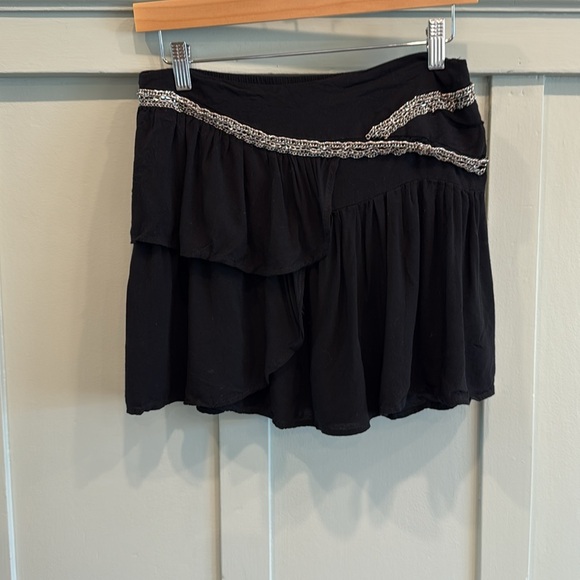 Aqua Black Mini Skirt with Silver Chain Trim - women's size small - Picture 1 of 7